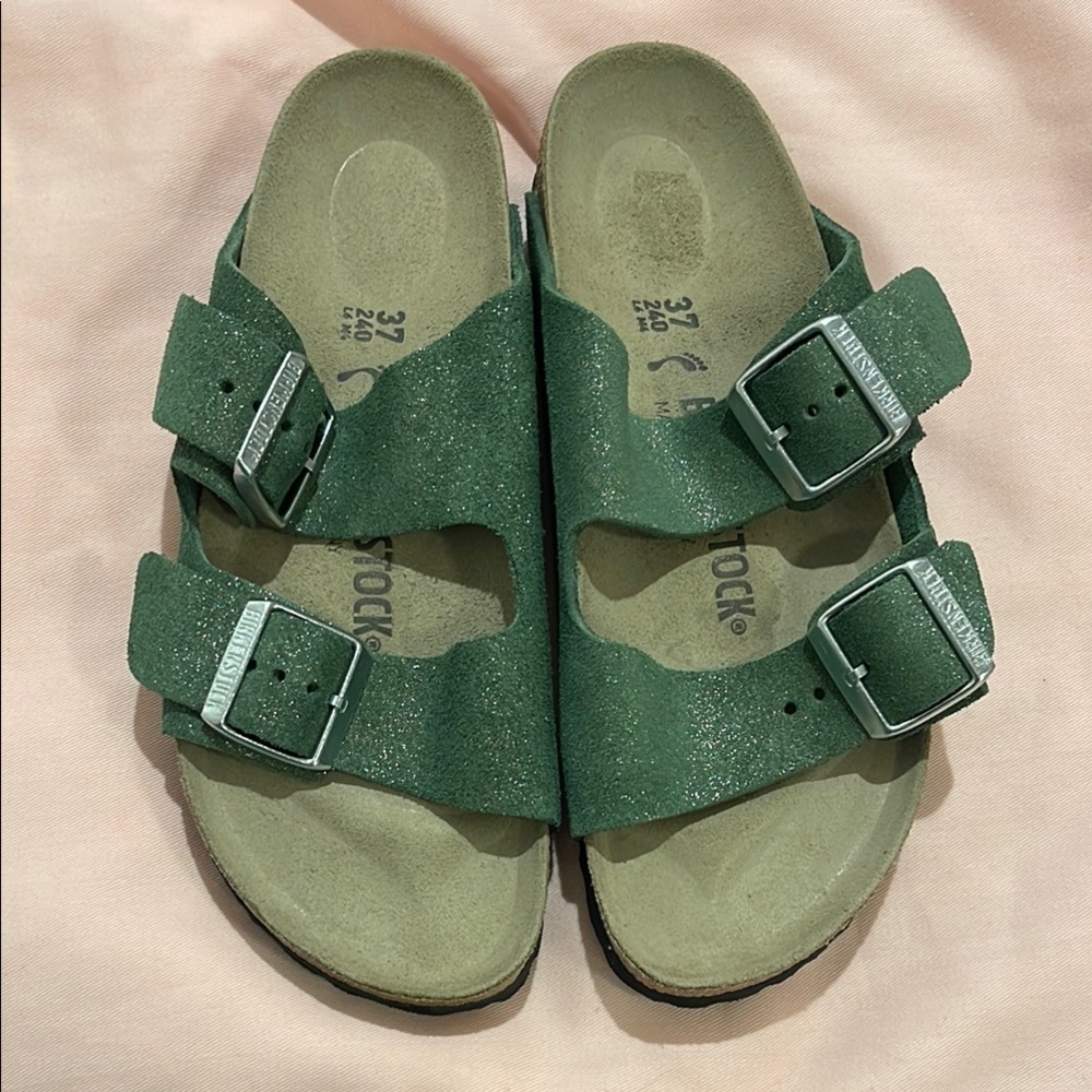 Birkenstock Green Sandals with Contoured Footbed